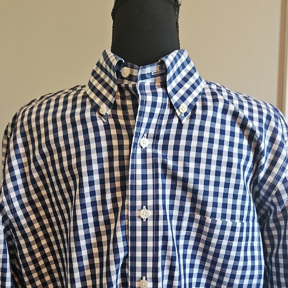 Brooks Brothers Navy and White Checkered Button Down Shirt
